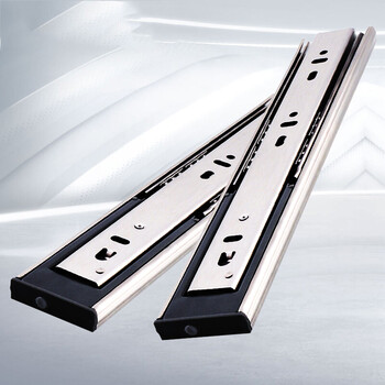 不锈钢抽屉轨道三节轨加厚缓冲阻尼导轨橱柜键盘托滑轨抖音同款 10寸