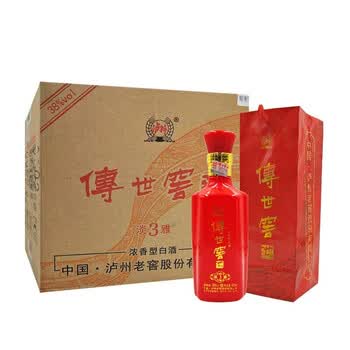 泸州老窖白酒 38度淡雅3传世窖酒 浓香型陈酿原浆 单瓶500ml 整箱6瓶