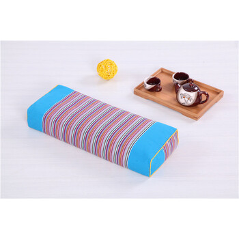 长枕头老粗布纯棉长方形枕头护颈枕荞麦壳枕芯 蓝色 长方枕