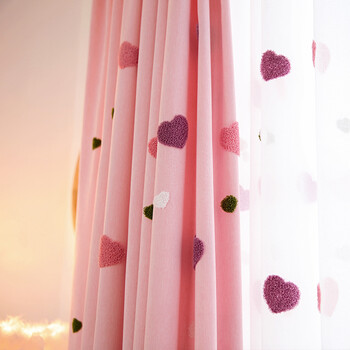 2018新款卡通粉色窗帘公主粉儿童房间女孩子卧室女童可爱全遮光布料