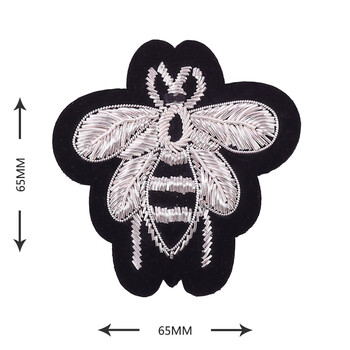 印度丝手工刺绣花布贴小蜜蜂布贴衣服补丁贴时尚大号百搭男士徽章 银
