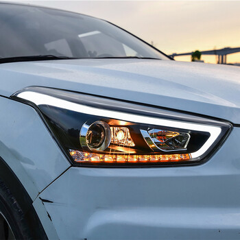 优玛现代ix25大灯总成改装led日行灯led转向灯双光透镜氙气大灯总成