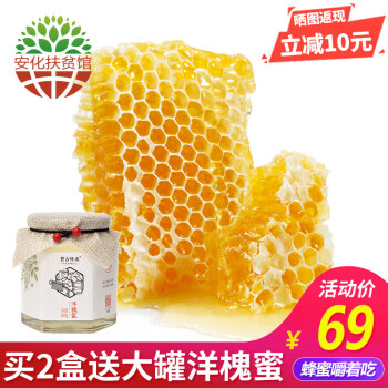 【安化扶贫馆】农家自产 巢蜜蜂巢蜜 嚼着吃 野生天然蜂蜜 原筑巢蜜 盒装 500g