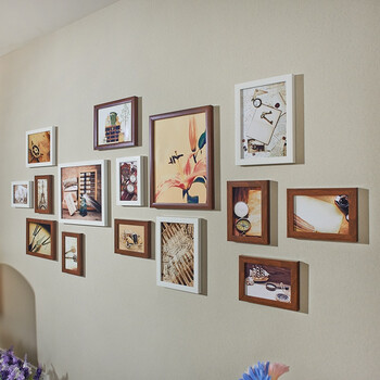 装饰相框挂墙组合七寸五寸摆台儿童一面墙照片墙上像框架画框 红木色