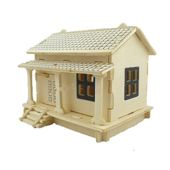 木质3d立体拼图小房子儿童玩具男孩女孩子木制房子小屋建筑模型拼装