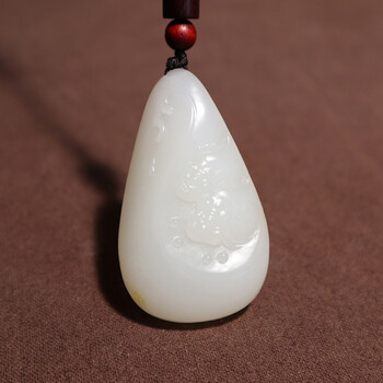 【金玉满堂】和田玉羊脂玉金鱼吊坠白玉挂件山料玉雕件男女