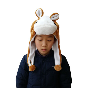 2件小狗袋鼠鲨鱼鳄鱼帽子儿童表演动物头套头饰活动道具男生 棕色小马