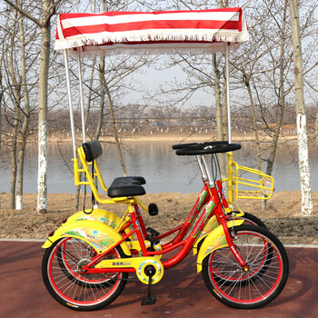 双人自行车22寸情侣联排车观光自行车四轮多人两人骑 22寸联排双人刀