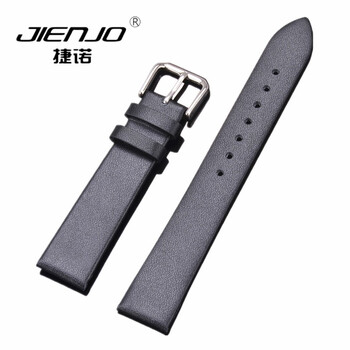 表带 男女款手表链 超薄头层牛皮表带 柔软 防汗适用DW 天X CK 浪琴 天梭卡西欧阿玛尼配件 黑色 接口宽度  20MM
