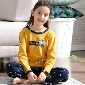 睡衣女长袖女童秋冬中厚家居服可爱女孩中大童春秋学生初中生套装冬