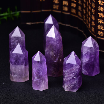 关辰天然紫水晶柱摆件水晶柱招财转运原石打磨紫水晶柱高度7厘米 图片价格品牌报价 京东
