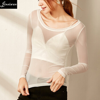 内搭透明纱衣性感性感蕾丝雷丝打底衫 白色(前单后单常规款sc18370) m