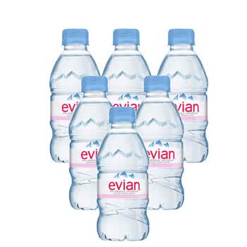依云矿泉水evian法国原瓶进口天然饮用水330ml6瓶塑料瓶