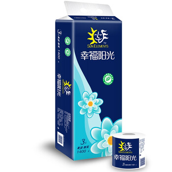 
                                        【京东超市】幸福阳光(sunelements)卫生纸 太阳花系列卷纸3层140G*10卷                