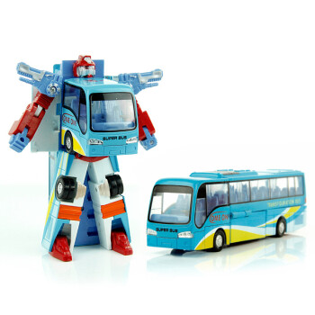 MINI AUTO公交车汽车模型合金巴士汽车人儿童玩具车公交车模型儿童玩具993 变形巴士蓝