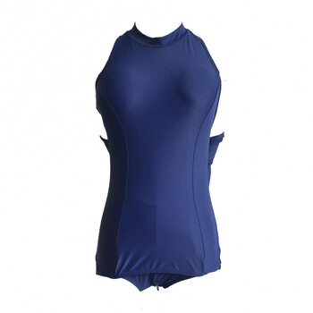 日本cosplay动漫拉链开裆死库水捆绑束手泳装诱惑束缚游泳衣 深蓝色 s