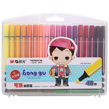 冬己卡通三角水彩笔绘画笔48色/盒 粉色 tcp92130 男款48色