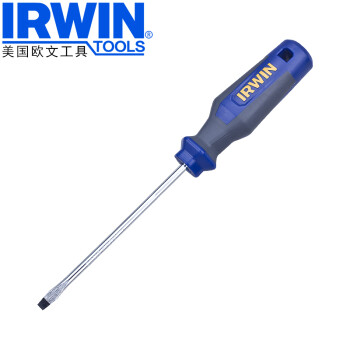 IRWIN 美国欧文 工具（带强磁）双色橡塑柄螺丝刀 一字起子 十字螺丝批 改锥 5.0X100mm 一字