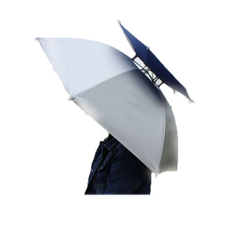 双层防风钓鱼伞帽 头戴雨伞 防晒 折叠 晴雨伞帽 a款大号双层伞帽银色