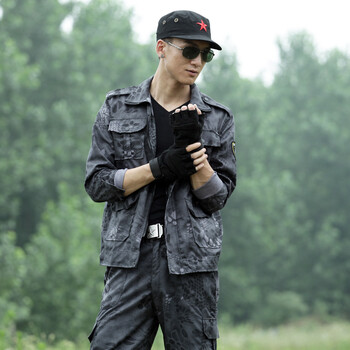 拓展训练男女作训服特种兵军装武警作战服军训服套装特战服 黑色蟒纹