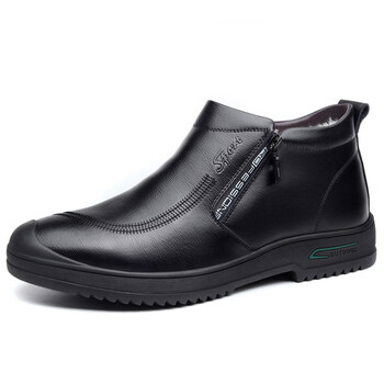 京东优选〗棉鞋男冬季保暖加绒真皮羊毛加厚高帮休闲男士棉皮鞋偏毛