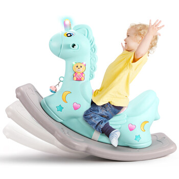 半两岁宝宝玩具女孩男孩婴儿摇摇马两用滑行车带男女孩 儿童摇马绿色