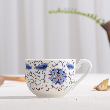 祥燕 Xiangyan 单耳小茶杯花茶杯陶瓷茶杯有耳功夫带把白瓷带柄小茶杯单杯蓝如意 图片价格品牌报价 京东