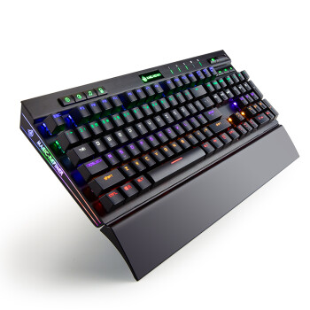魔炼者MK12机械键盘 电竞游戏键盘 104键RGB幻彩 机械键盘 全键流光 金属面板可拆手托 黑轴黑色