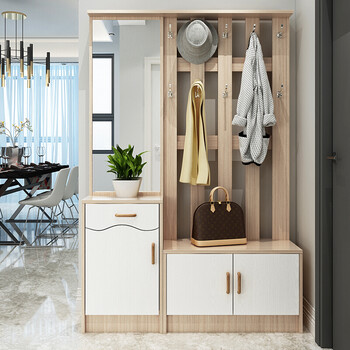鞋柜衣柜一体进门放在家门口鞋柜简约现代挂衣架组合带镜子一体门厅