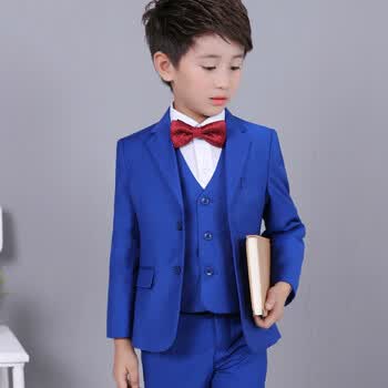 儿童西装男童礼服西服秋款小孩小西装外套套装秋季新款 深蓝色西装五