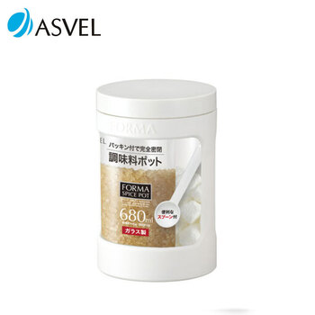 ASVEL日本ASVEL阿司倍鹭玻璃密封罐调料罐调料瓶调味瓶糖罐盐罐味精瓶 白色680ml含量勺