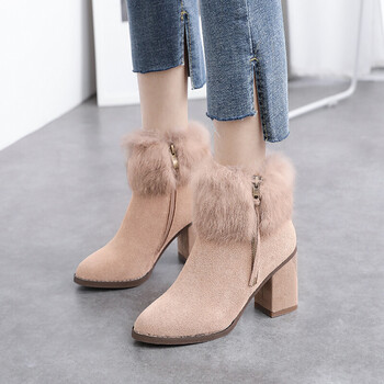 京东㊣ 爆 雪地靴2018新款雪地靴女高跟棉鞋冬季毛毛短靴加绒女靴粗跟