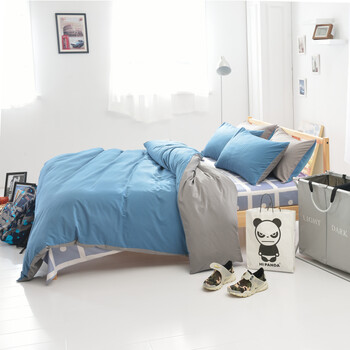 语桐家纺 被套单件学生宿舍双人纯色简约被罩 宝蓝灰 180x220cm