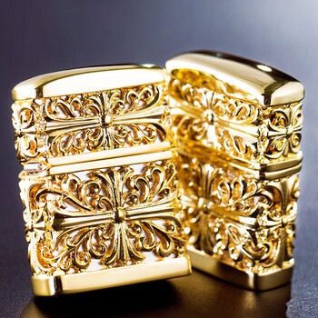 芝宝原装正版zippo防风打火机新款金缕战衣镀金镂空芝宝zip之宝 金色