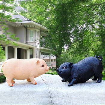 悦吉祥 玻璃钢仿真猪户外雕塑庭院装饰品幼儿园公园工艺品摆件 款2
