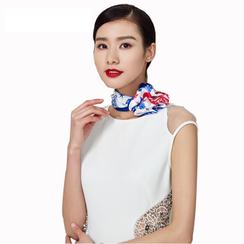 万事利 wensli 桑蚕丝真丝小方巾职业商务方巾空姐丝巾围巾 青瓷缤纷