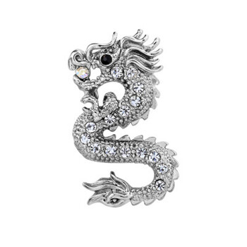 侨喜 复古男士胸针胸花饰品生肖龙 西服别针徽章礼服领针男勋章 银色