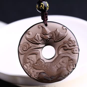 祯晶 天然冰种黑曜石金麟福禄2018年属猴吊坠生肖猴吉祥物天梁解厄