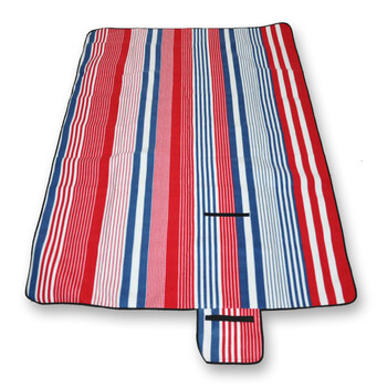 卡莱饰 大号户外绒面防潮野餐垫 (150×200cm) 红蓝条纹