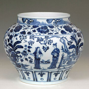梵尼威景德镇仿古青花瓷器元青花锦香亭瓷器大罐博古摆件工艺品锦香亭瓷器大罐 图片价格品牌报价 京东