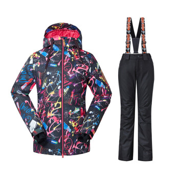 Gsou SNOW滑雪服女套装户外防风防水防雪保暖滑雪衣裤1502-053+1520 