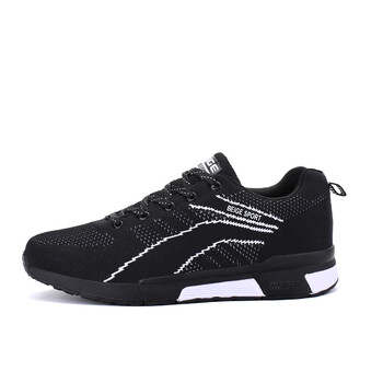 贝哥运动休闲男鞋 旅游鞋跑步鞋时尚飞织厚底鞋 黑白 40