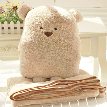 礼无忧 diy定制毛毯熊抱枕毯子女孩生日礼物 创意实用