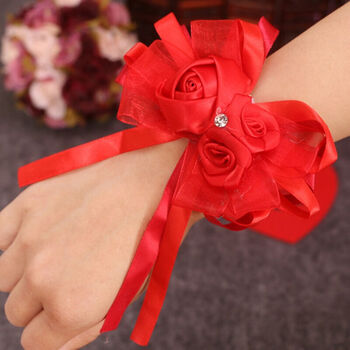 婚礼婚庆用品结婚手腕花新娘手腕花创意伴娘手花姐妹花 红色
