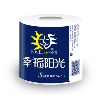 
                                        【京东超市】幸福阳光(sunelements)卫生纸 太阳花系列卷纸3层140G*10卷                