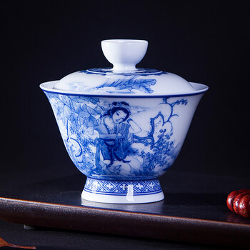 青花西施浣纱无托盖碗_ 7折现价1080元