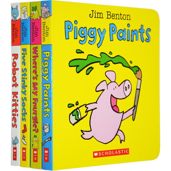 > 呆呆日记jim benton 认知启蒙纸板书 five stinky socks 4册合售