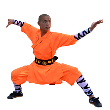 少林武僧服少林武术练功服装佛教服装二选一僧服 橘红色 100cm