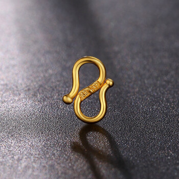 三粒金珠 999黄金m扣足金s扣纯金项链手链扣头配件w形扣diy接头扣子