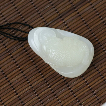 向远玉雕 和田玉白玉蟾吊坠挂件项链项坠玉坠挂坠男女款